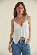 white mesh babydoll cami tank top