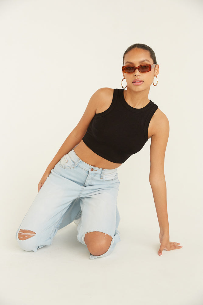 ribbed crop tank top