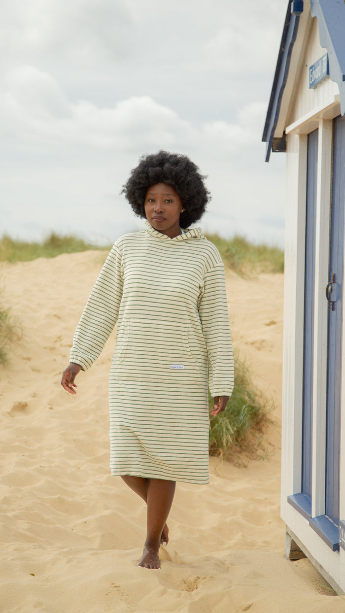 Jamie Striped Towelling Hooded Robe | Ivory & Thyme