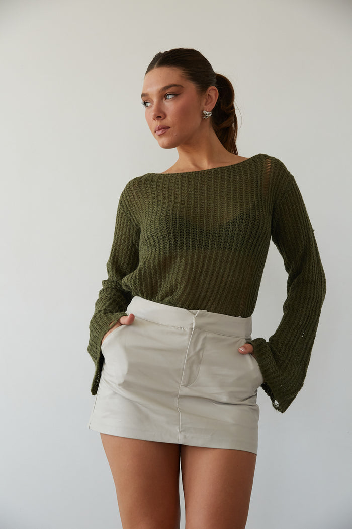 faux leather mini skort - trendy mini vegan leather skirt - stone mini skirt
