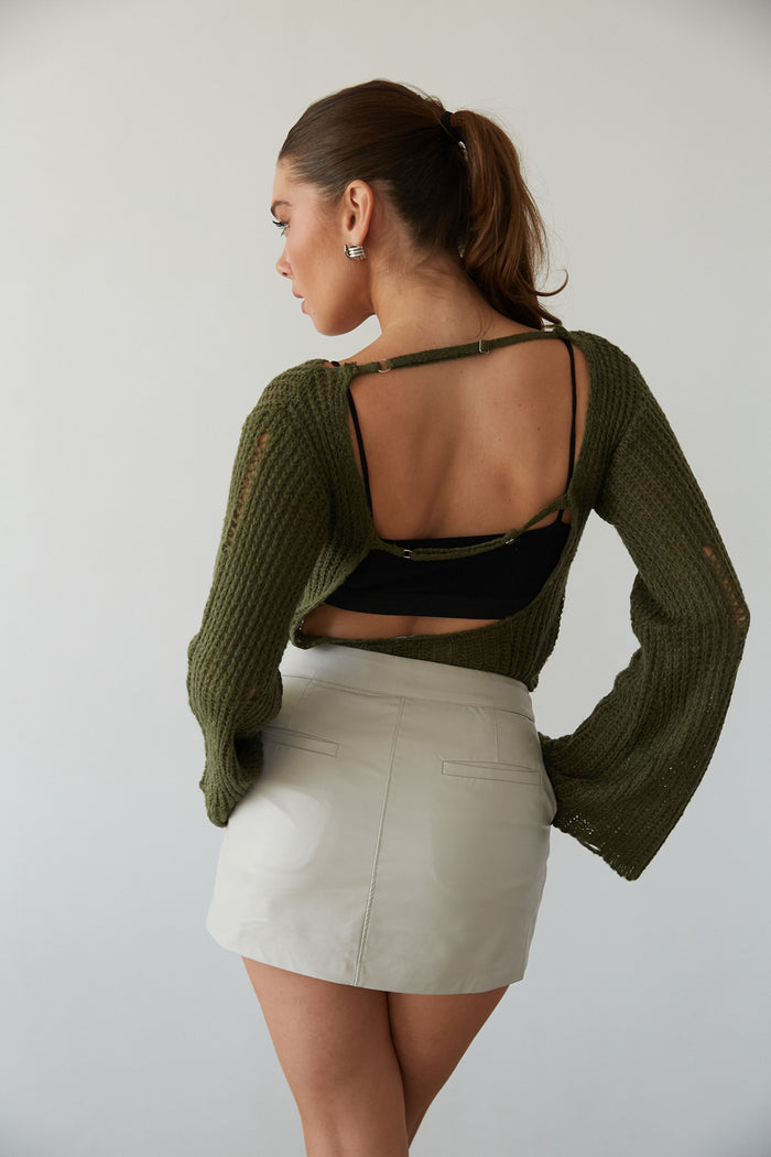 taupe vegan leather mini skirt - stone mini skirt with pockets - trendy leather skirt