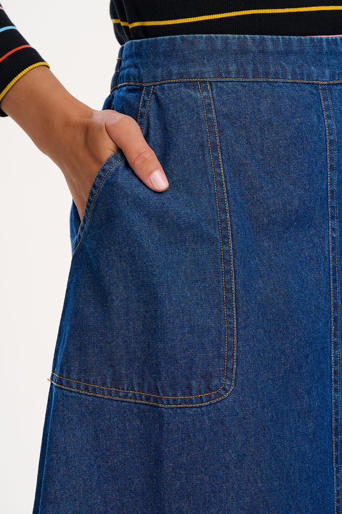 Joanna Midi Skirt (Deep Blue Denim)
