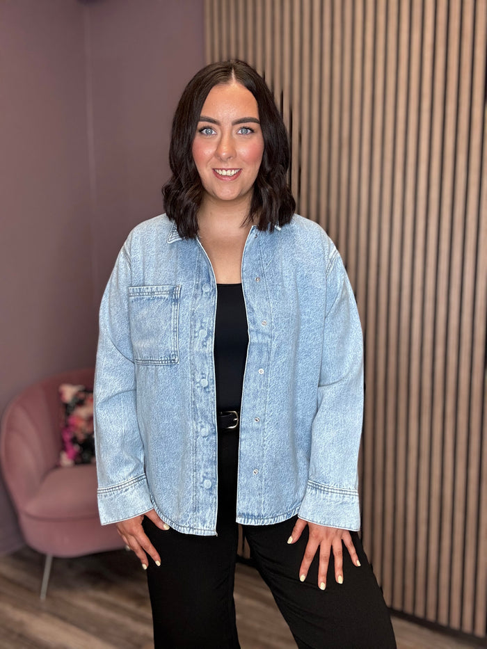Josie Denim Shacket (Light Blue)