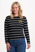 Josie Jersey Top (Black/White Leopard)