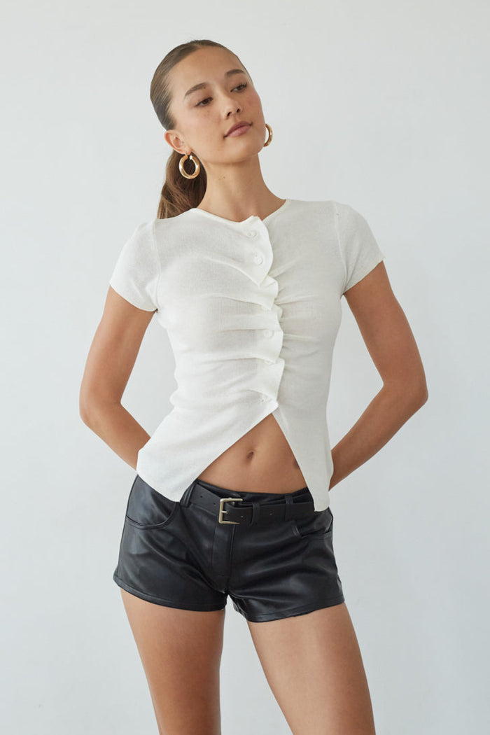 Kalena Draped Button Down Top
