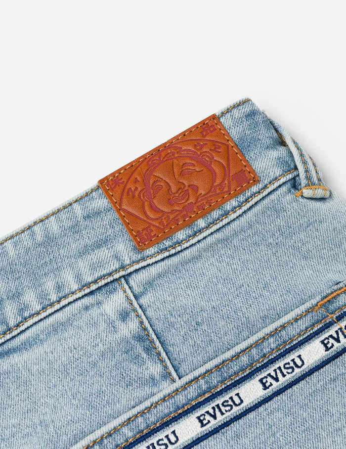 Kamon and Logo Embroidery Regular Fit Denim Skorts