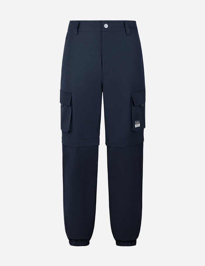 Kamon and Logo Prints Detachable Leg Panel Fashion Fit  Woven Cargo Jogger