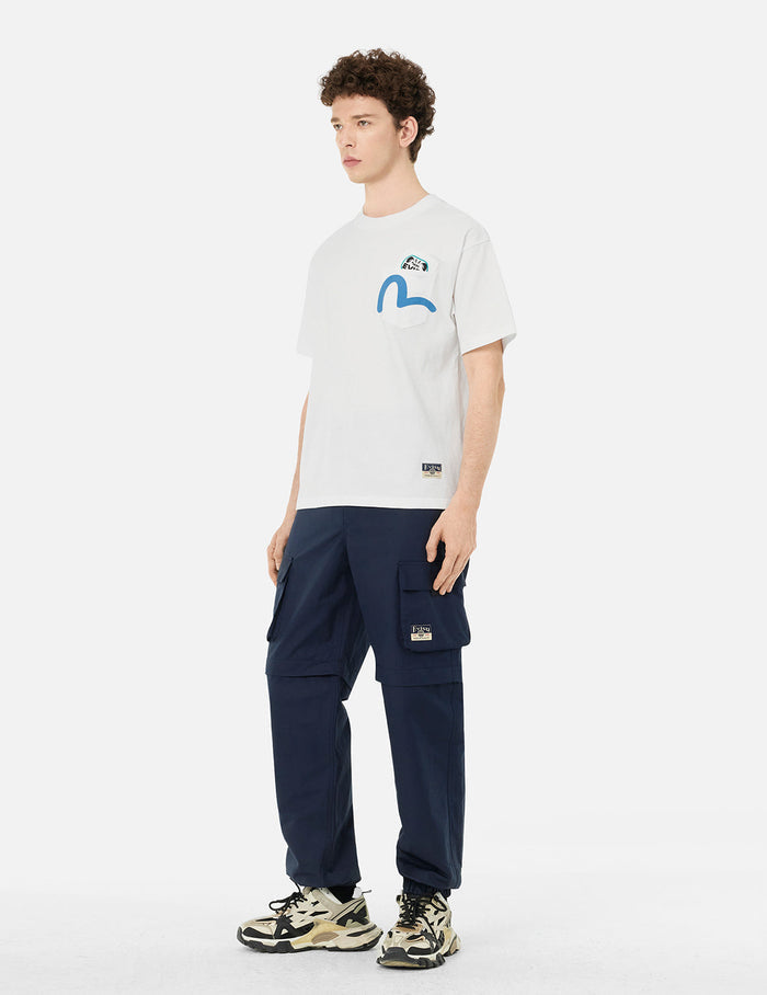 Kamon and Logo Prints Detachable Leg Panel Fashion Fit  Woven Cargo Jogger
