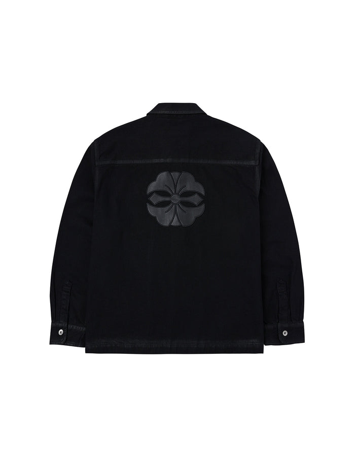 Kamon and Seagull Appliqué Regular Fit Denim Jacket Shirt