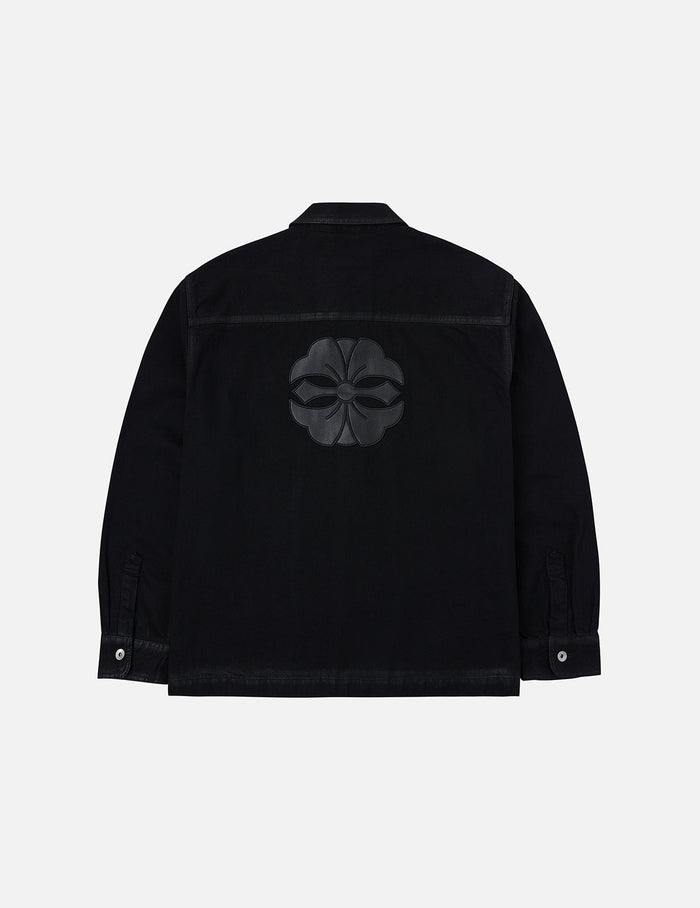 Kamon and Seagull Appliqué Regular Fit Denim Jacket Shirt