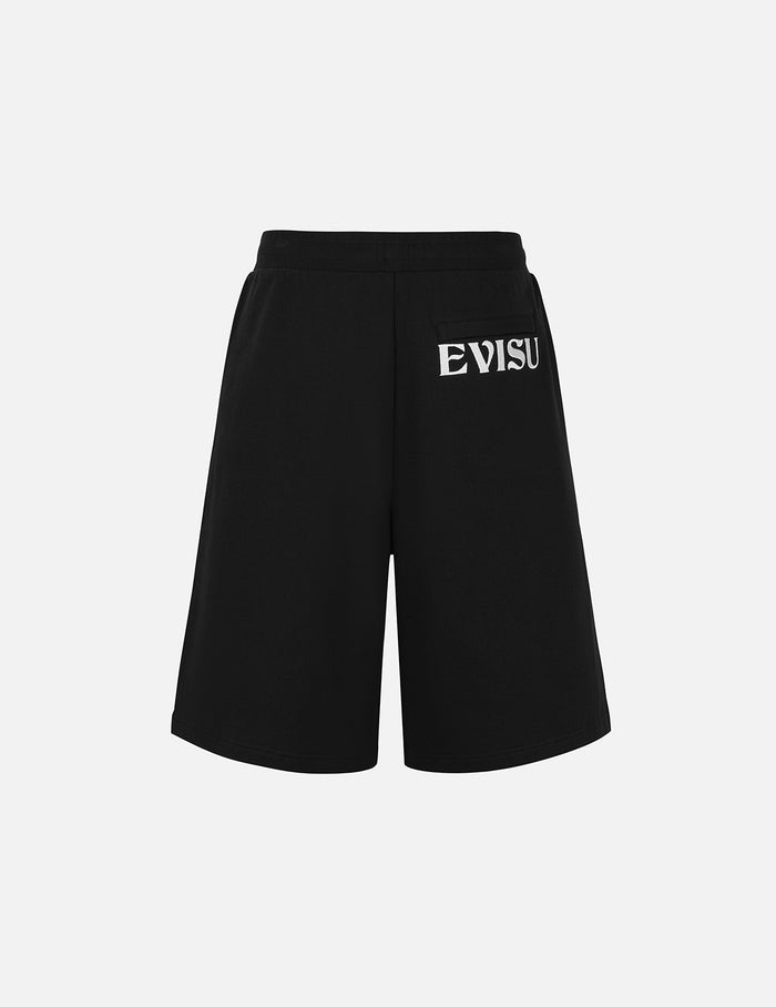 Kamon and Seagull Embroidery Fashion Fit Sweatshorts