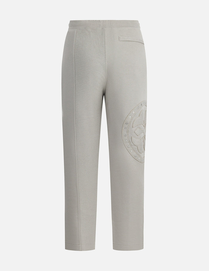 Kamon Appliqué and Fabric Blocking Fashion Fit Sweatpants