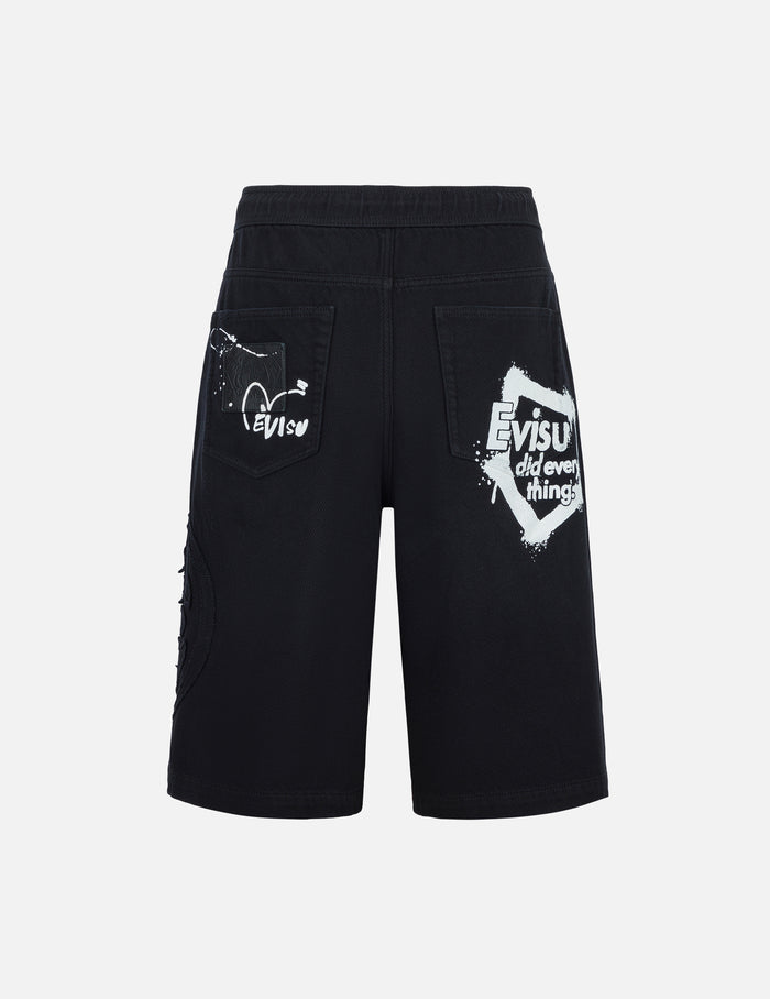 Kamon Appliqué Fashion Fit Denim Shorts