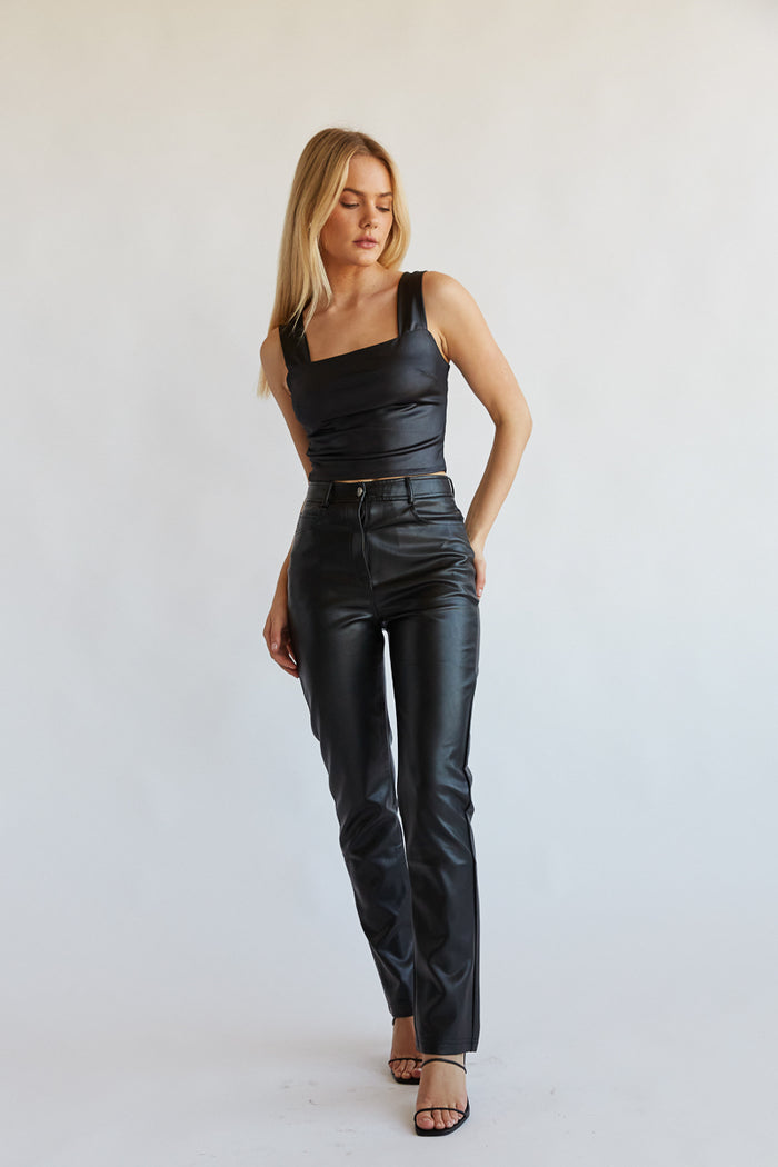 ultra flattering long leather pants for winter - leather boutique