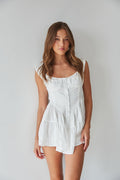 white sleeveless button romper - summer outfit inspo - graduation outfit