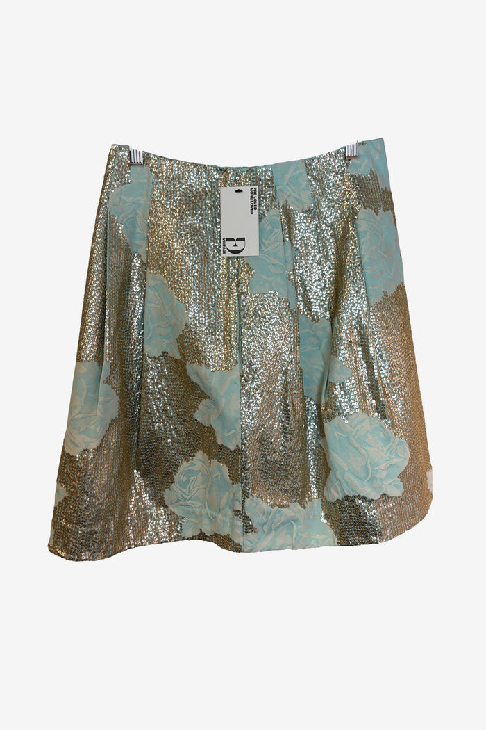 Kenzo Blue Floral Sequin Skirt