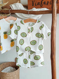 Kids Summer Cotton Set â€“ Kiwi Print â€“ T-shirt & Shorts