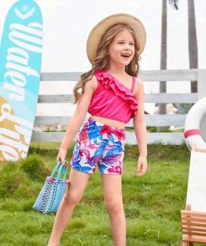 Kids' Two-Piece Swimsuit â€“ Pink & Floral Design