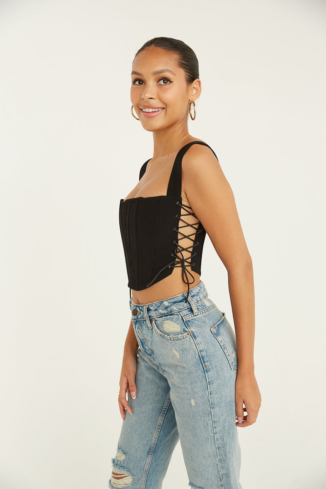 lace up corset crop top