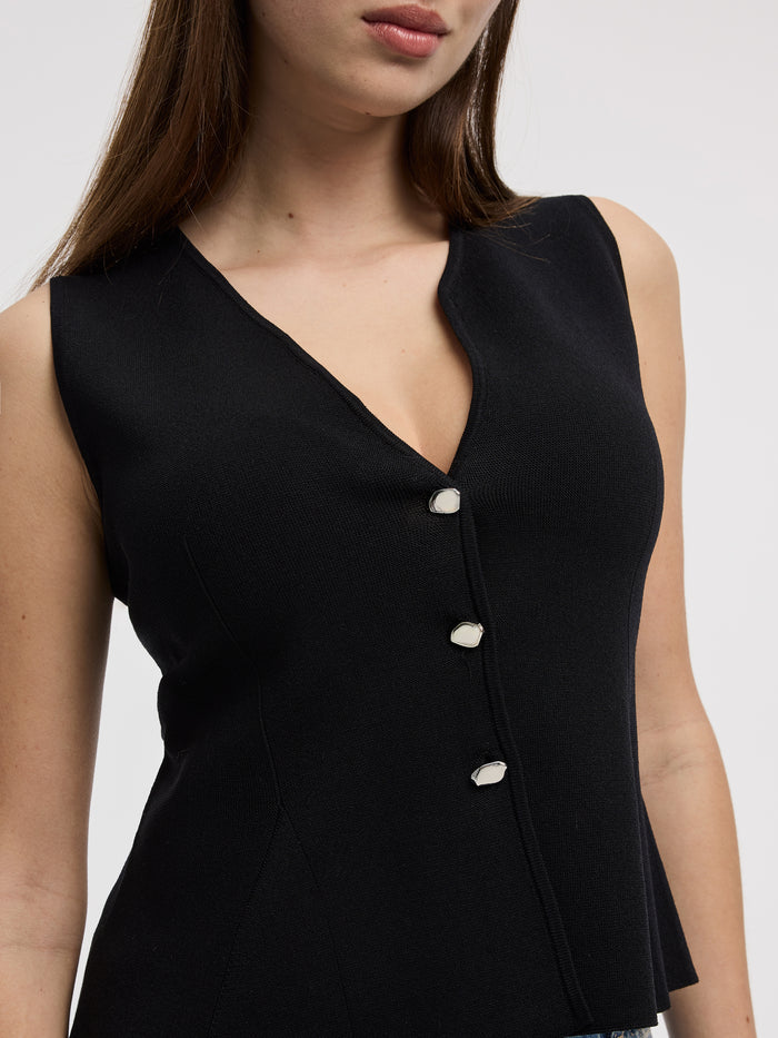 Knit Vest with Peplum Hem
