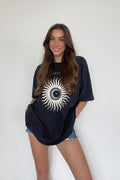 la luna ivory and black graphic tshirt with a vintage feel