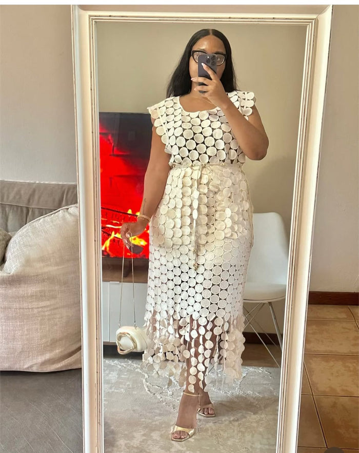 Ladies Circo Fringe Circular Cutout Top and Skirt Set