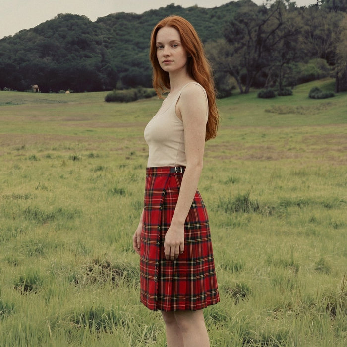 Ladies Knee Length Tartan Kilted Skirt Stewart Royal - Heritage Of Scotland - STEWART ROYAL