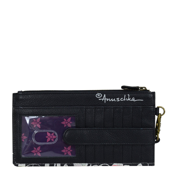 Leather Hand Painted Clutch Organizer Wristlet - Playful Zebras (1151)