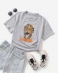 Leopard Print Casual T-Shirt â€“ Grey