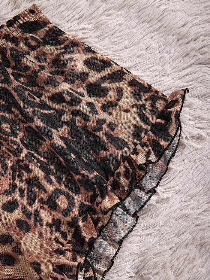 Leopard Print Lace Pajama Set – Women Stylish Sleepwear