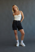 levi's 501 mid thigh shorts in lunar black