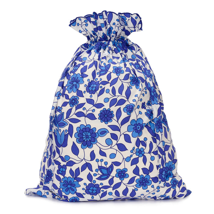 Lined Floral Drawstring Bag | Marine
