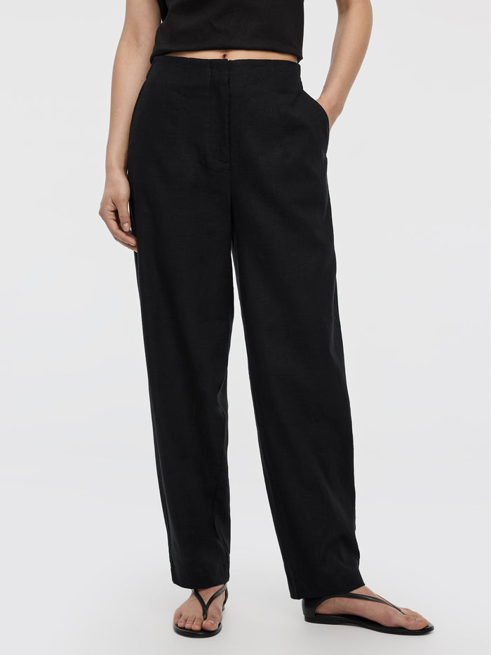 Linen Blend Barrel Pant