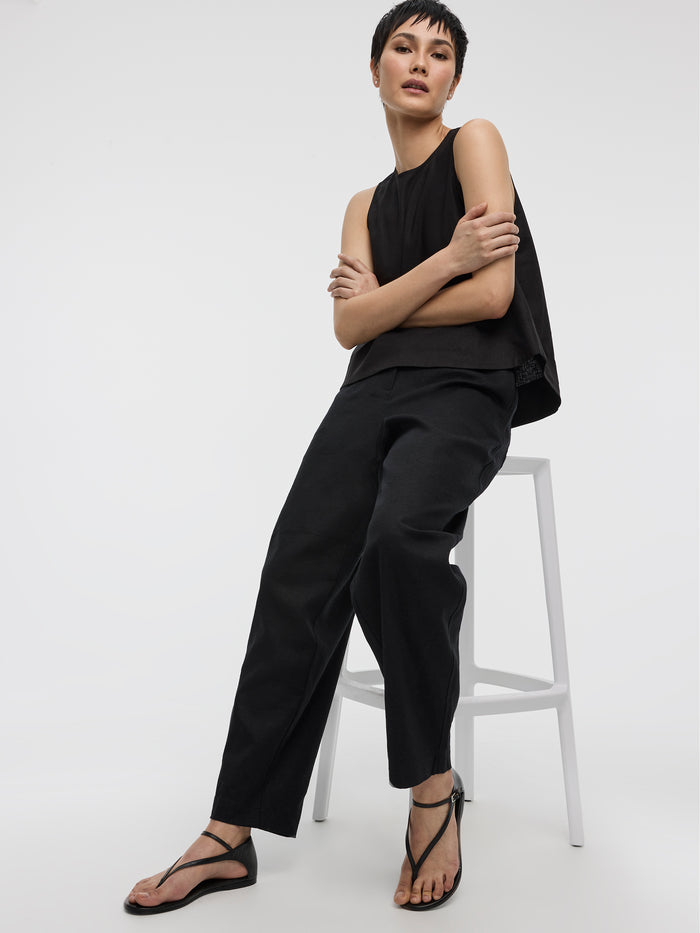 Linen Blend Barrel Pant