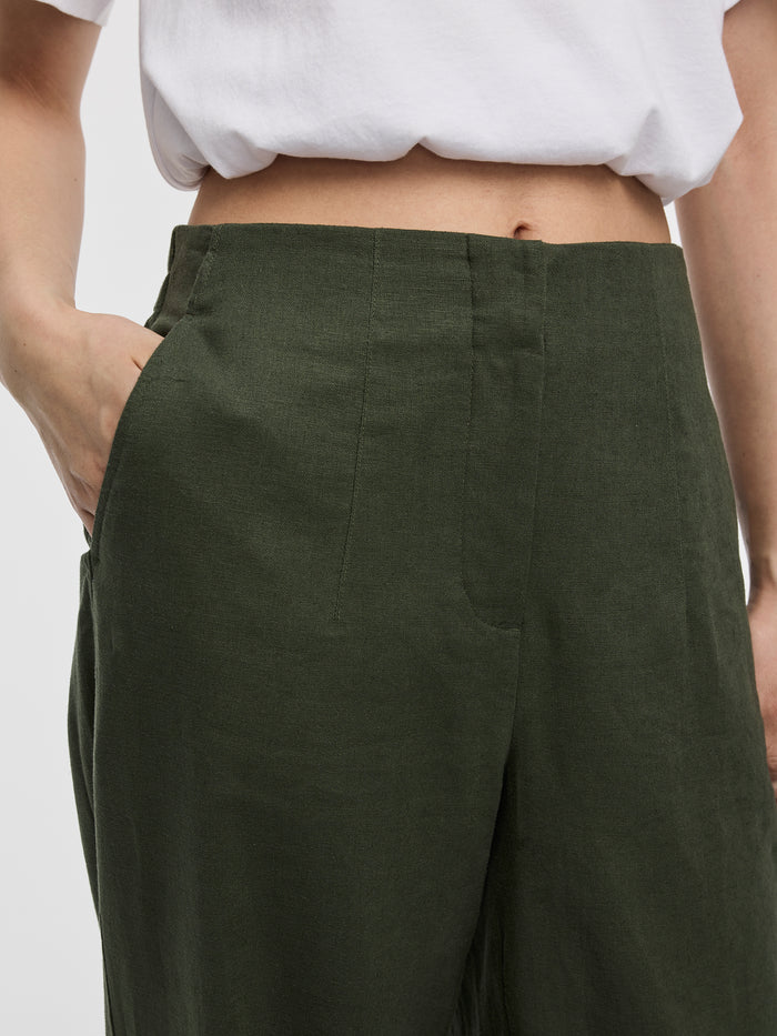 Linen Blend Barrel Pant