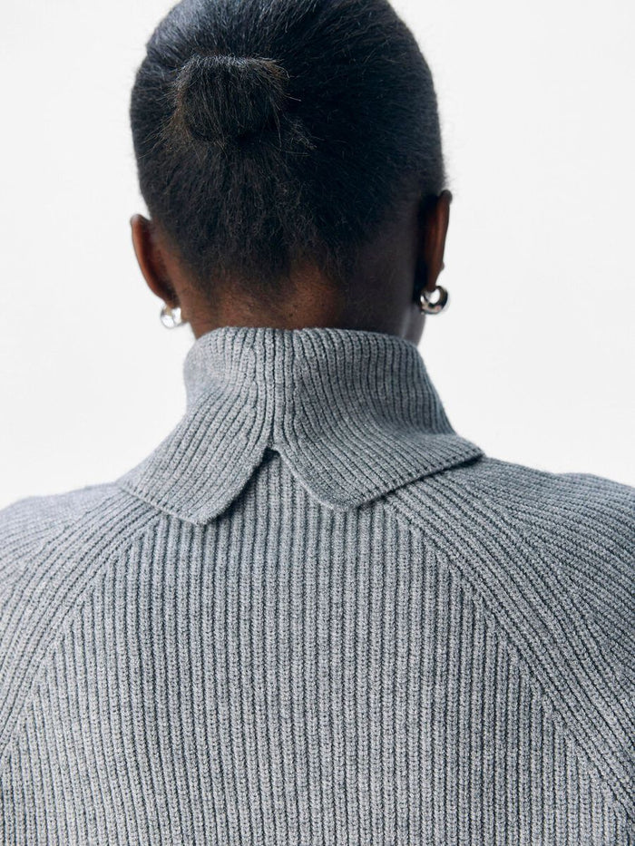 Linn Rollneck Knit Jumper (Medium Grey Melange)