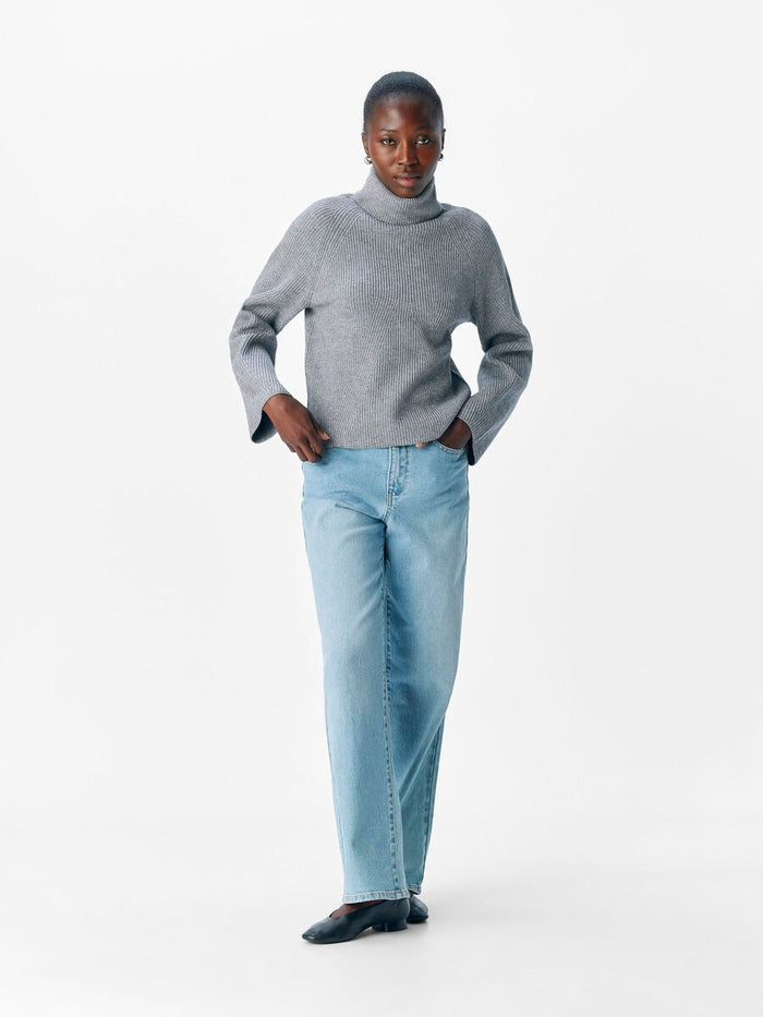Linn Rollneck Knit Jumper (Medium Grey Melange)