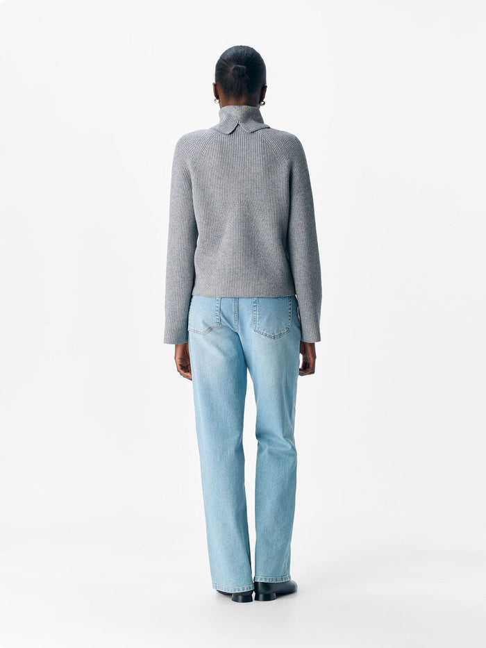 Linn Rollneck Knit Jumper (Medium Grey Melange)
