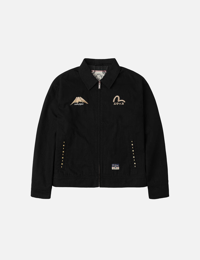 Lion Dance and Mountain Embroidery Regular Fit Worker Jacket