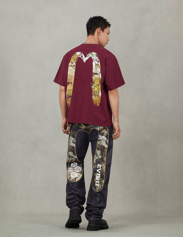 Logo and Crane Soaring Daicock Print Relax Fit T-shirt