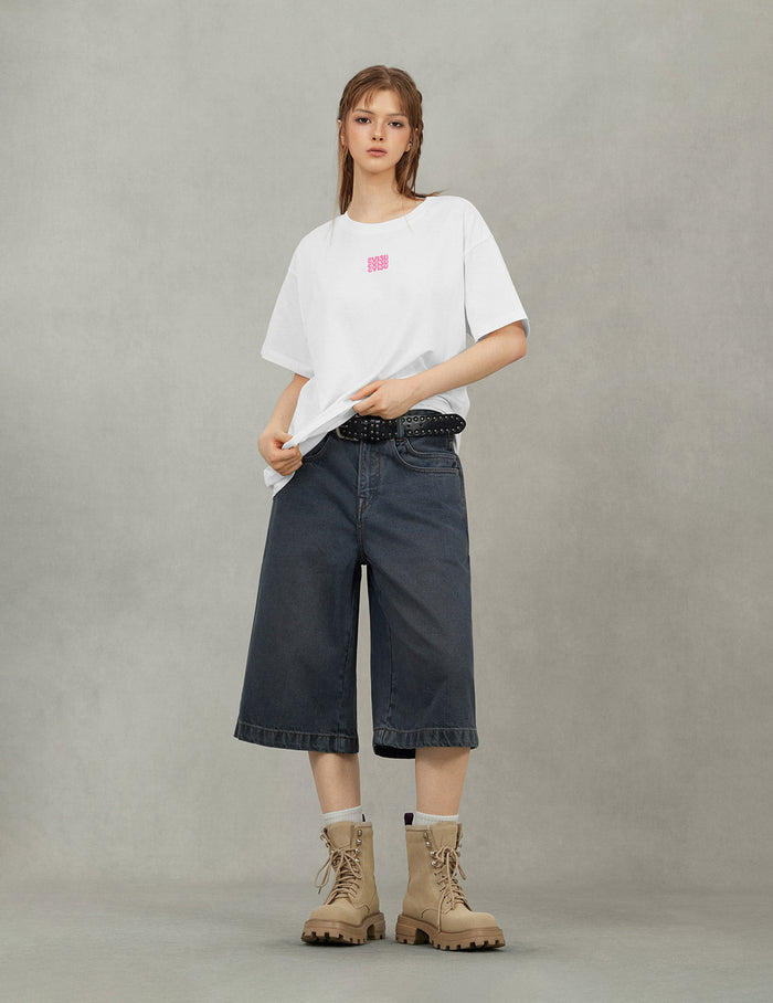Logo and Graffiti Daicock Print Boyfriend T-Shirt