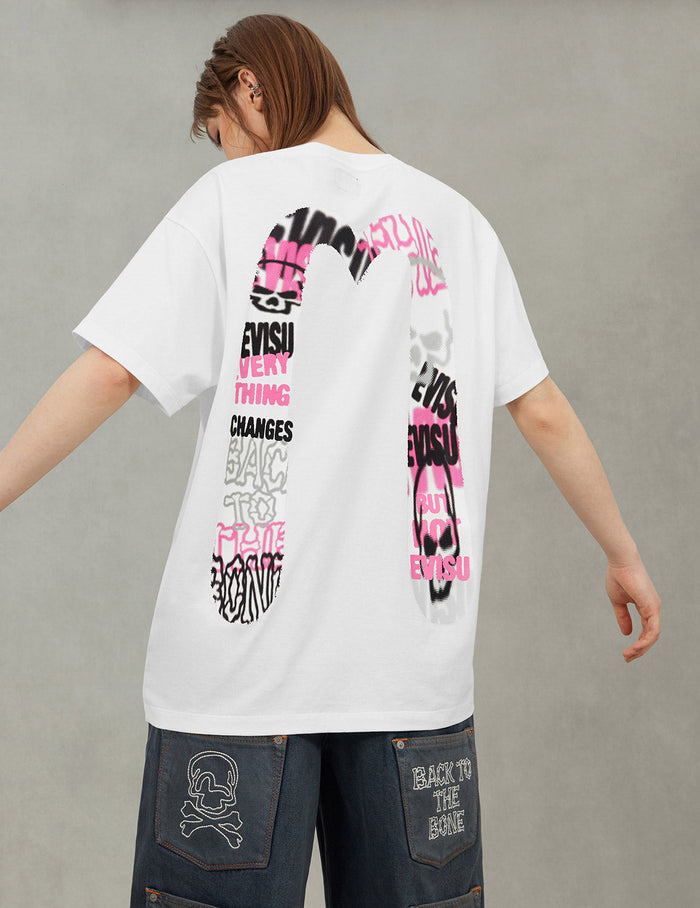 Logo and Graffiti Daicock Print Boyfriend T-Shirt