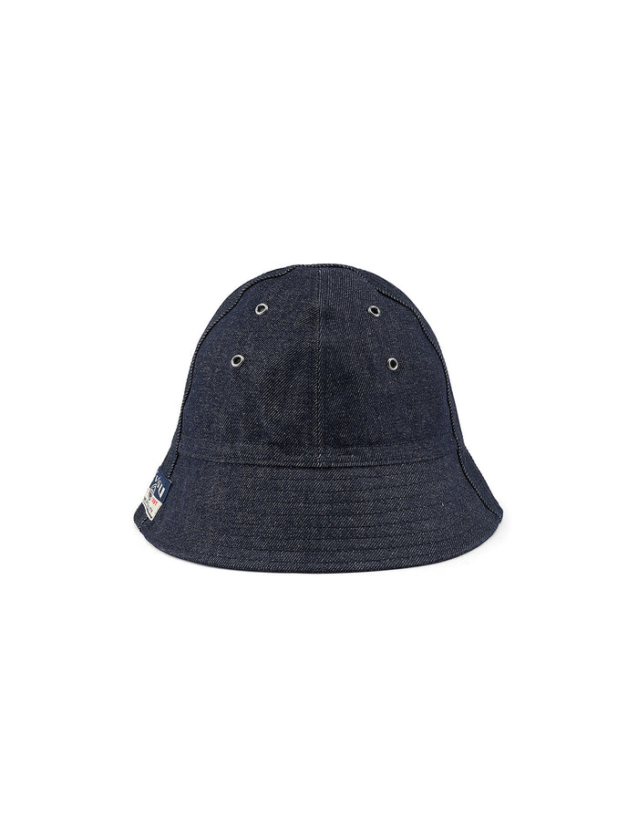 Logo and Seagull Embroidery Denim Bucket Hat