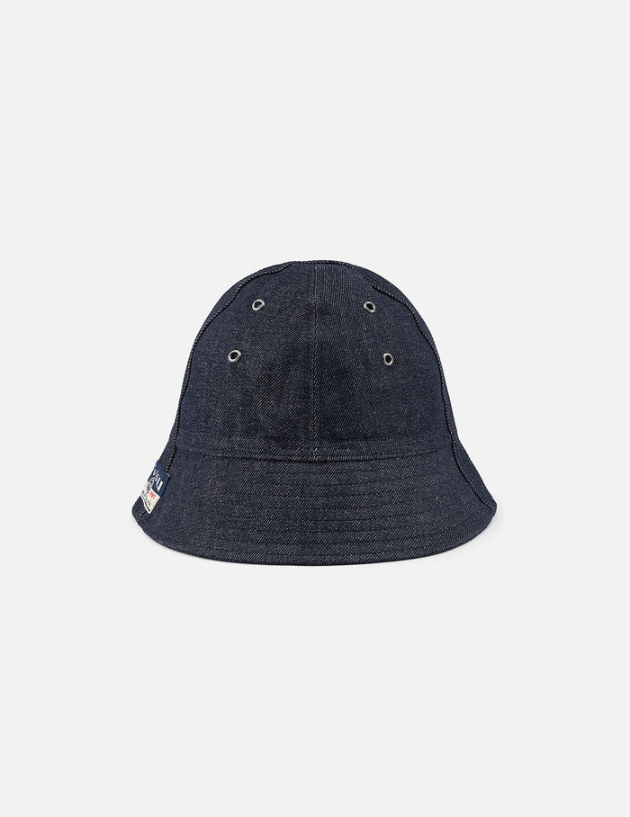 Logo and Seagull Embroidery Denim Bucket Hat