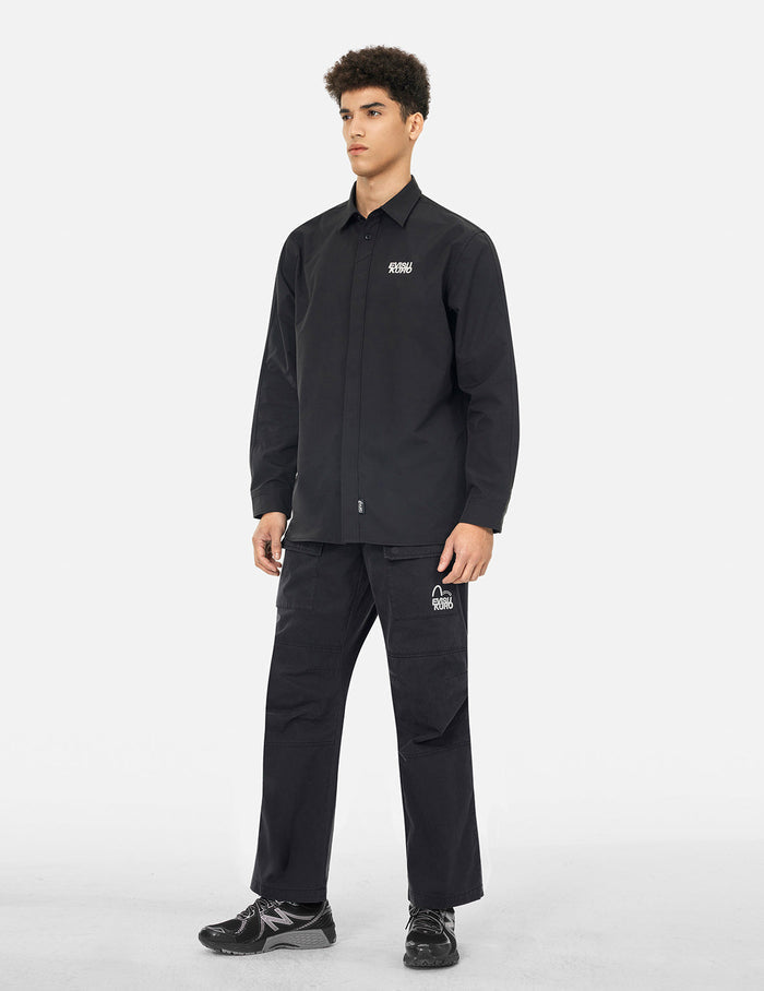 Logo and Seagull Embroidery Relax Fit Cargo Pants