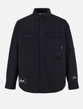 Logo and Seagull Embroidery with Detachable Sleeves Loose Fit Shirt Jacket