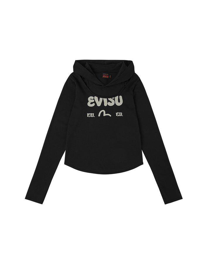 Logo and Seagull Ishigaki Camouflage Print Regular Fit Hooded 2-in-1 Long-sleeve Top