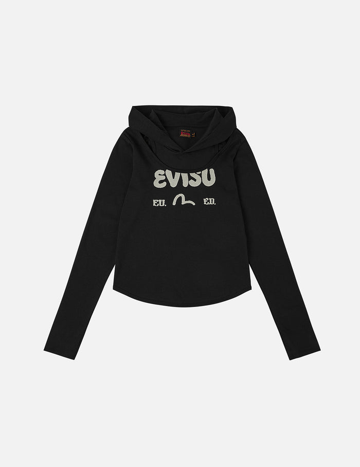 Logo and Seagull Ishigaki Camouflage Print Regular Fit Hooded 2-in-1 Long-sleeve Top