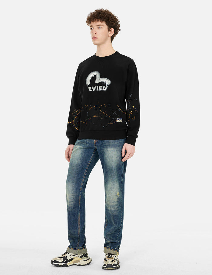 Logo and Seagull Print Relax Fit Sweatshirts