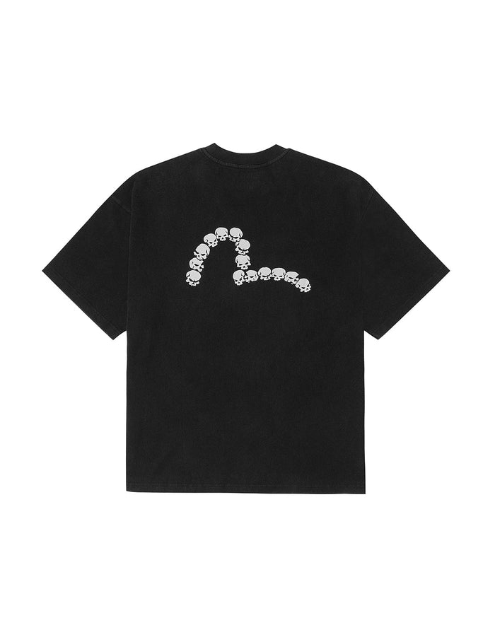 Logo and Skull Seagull Print Oversized T-shirt